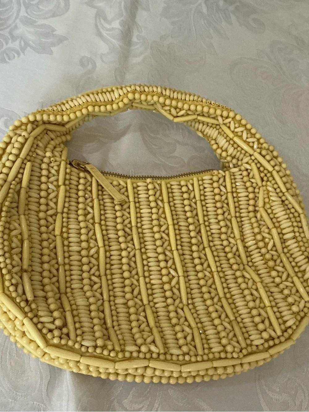 T.J.Maxx Pale Yellow Beaded Wristlet Clutch